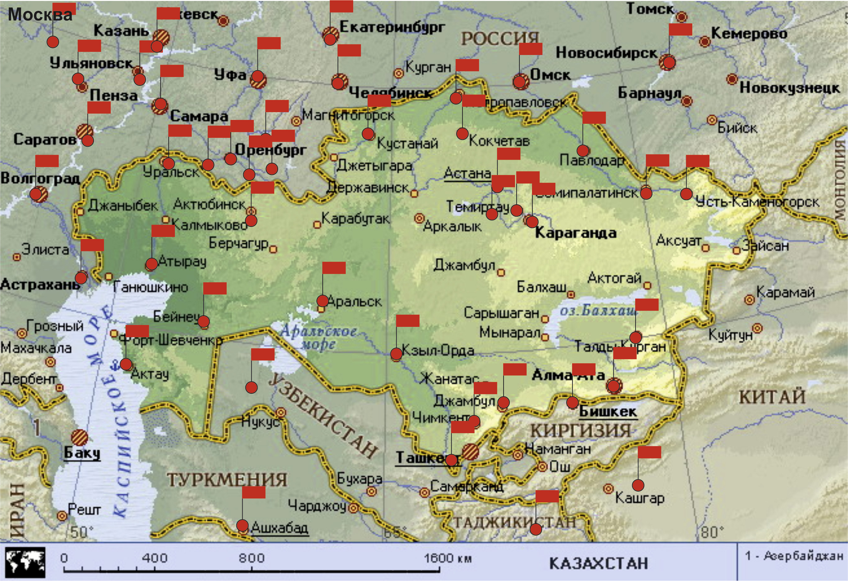 Казахстан на карте России